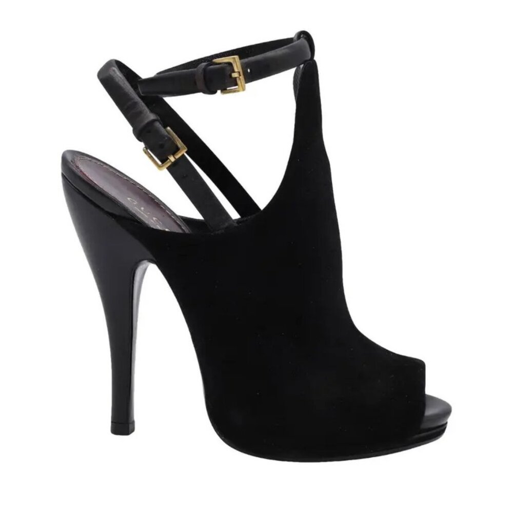 Gucci Suede Slingback Platform Heels size 38.5 EUC